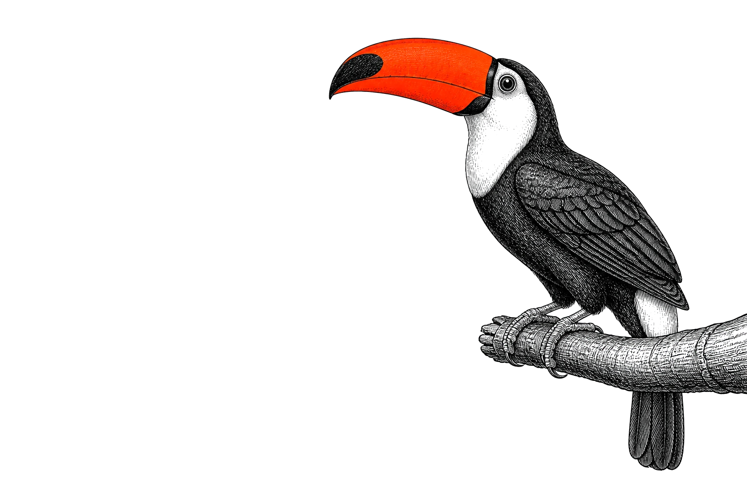 Tucano pousado num galho